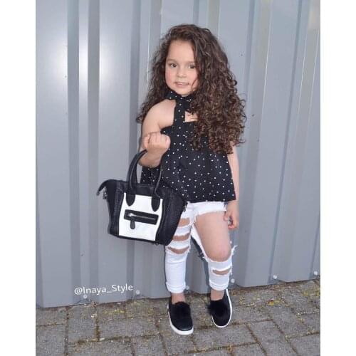 Childrens Summer Suit Ins The Same Paragraph European and American Tide Fan Girls Tube Top + Headband + White Trousers