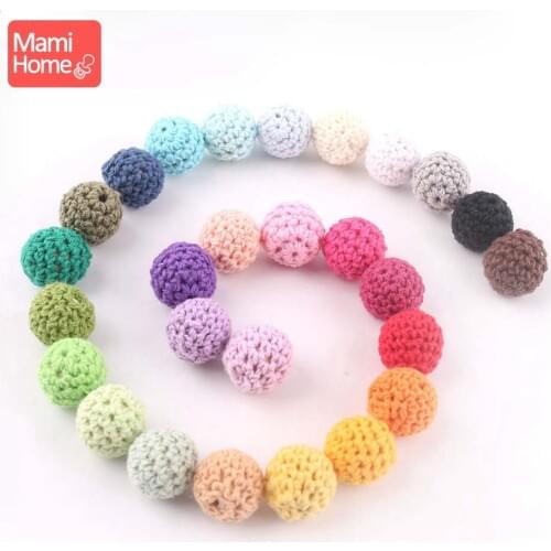Mamihome 16mm 10PC Crochet Beads Wooden Teether Cotton Thread For DIY Making Necklace Bracelet Wooden Blank ChildrenS Goods Toy