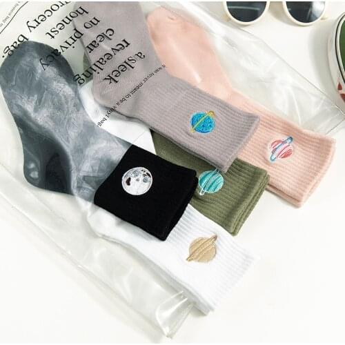 Fashion Cartoon Socks Women Cotton White Harajuku Alien Printed Socks Happy Funny Street Sports Casual Sock calcetas divertidas