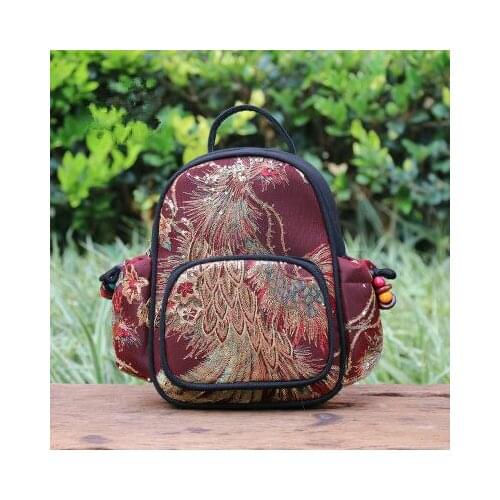 Fashion national embroidery women shopping backpacks!Hot animal embroidered lady Small Casual backrack All-match canvas backruck