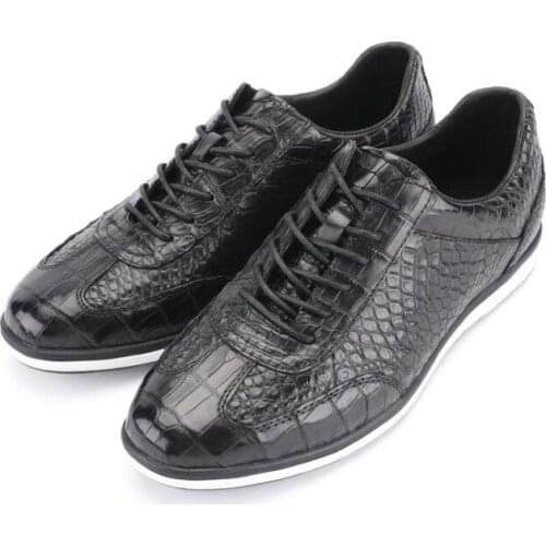Hujingsha Crocodile skin mens shoes casual shoes outdoor mens non-slip breathable autumn and winter new leather mens shoes