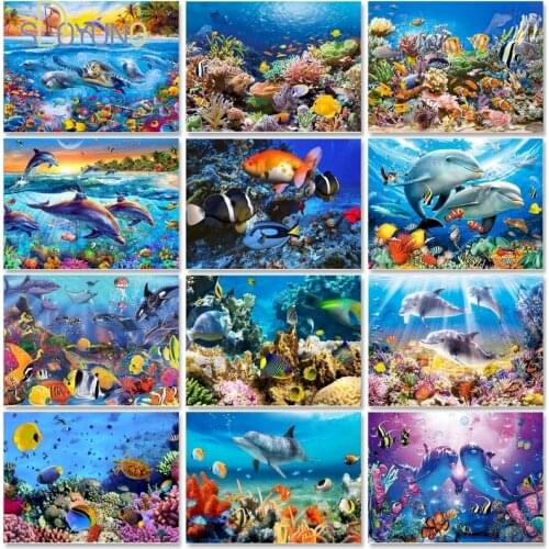 SDOYUNO Paint By Number Ocean Animal Canvas Painting Kits DIY Picture Coloring By Numbers Hand Painted Oil Painting Home Decorat