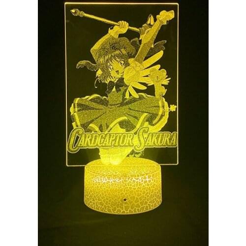 Anime Illusion Night Light LED Card Captor SAKURA Figure 3D Picture Lamp Bedside Nightlight Home Decor Cool Gift for Fans Kids