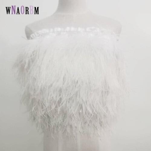 New 100% natural ostrich hair bra underwear womens fur coat real ostrich fur coat fur mini skirt Suitable for weddings banqquet