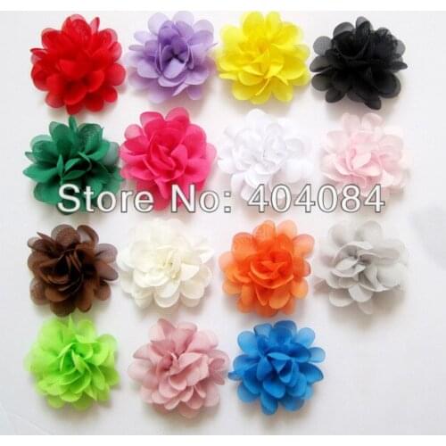 NEW Christmas Flowers 15colors stock 50pcs/lot Mini Chiffon Flowers 2" Charlotte Tulle Puff Flower Head hydrangea