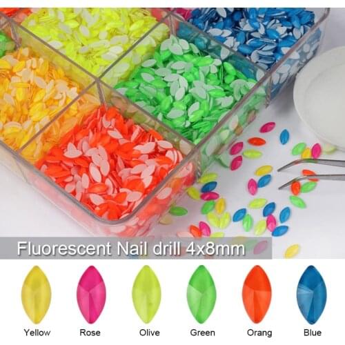 The New Fluorescent Horse Eye 4x8mm Shape Flatback Nail Accessories Rhinestone Glitter Glass Stone for DIY Nail Art Decoratin