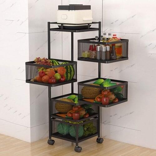 Storage Rack, Kitchen Rotating Vegetable Rack Floor-Standing Multi-Layer Kitchen Storage Rack, Household Storage Shelf