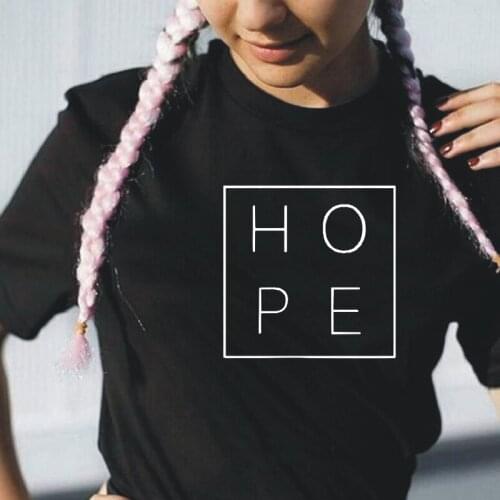 Casual harajuku cotton T-shirt womens hope letter printing tees summer outdoor plus size round neck tshirts camiseta mujer