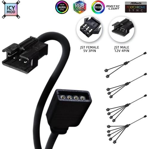 JST Splitter Cable SM Line Fan Interface 30cm Motherboard AURA Female/Male Connect Extension 5V3PIN 12V4PIN Water Cooler Custom