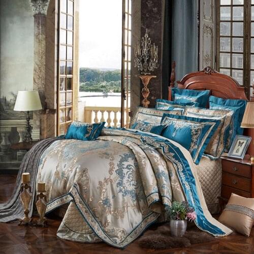 Luxury European Style Bedding Set Jacquard Long Staple Cotton Embroidery Duvit Cover Sheet Pillowcase King Queen 4/6/8/10 PCS