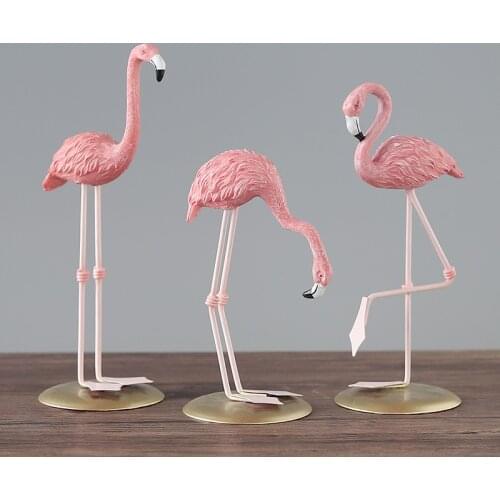 Pink Flamingo Figurine Yard Ornament Crafts Decoration Objects Arts Gifts Home Decoration Accessories for Living Room