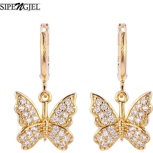 Tiny Clssic Cute Butterfly Gold Hoop Earrings Luxury Design korean charm Butterfly Earrings For Women Fashion Jewellery 2020
