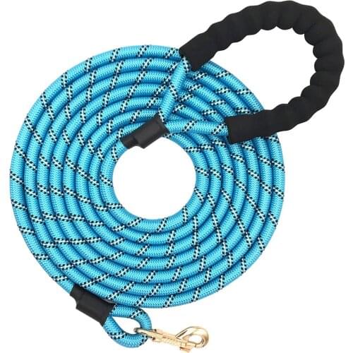 Reflective long dog leash running pet leash training nylon knitted dog cat leash