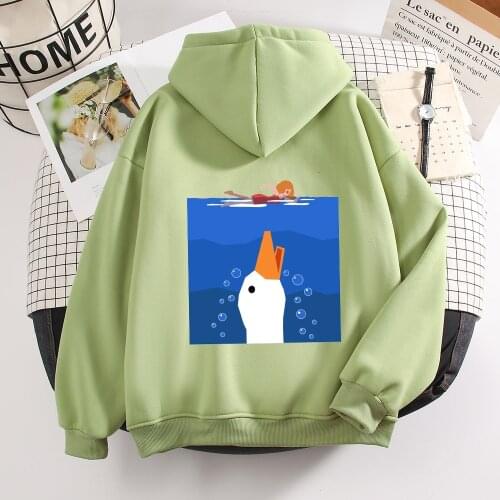 Cartoon Print Hoodies Harajuku Duck Oversized Sweatshirt Hip Hop Goth Aesthetic Funny Graphic Kpop Clothes Winter Ulzzang Hoodie