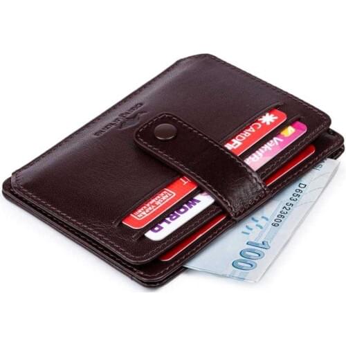 Cangurione Genuine Leather Unisex Thin Card Holder Brown