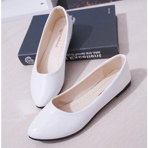 Women Candy Color Ballet Flats White Wedding Shoes Woman Flats Patent Leather Slip on Shoes Zapatos Mujer Ladies Boat Shoes