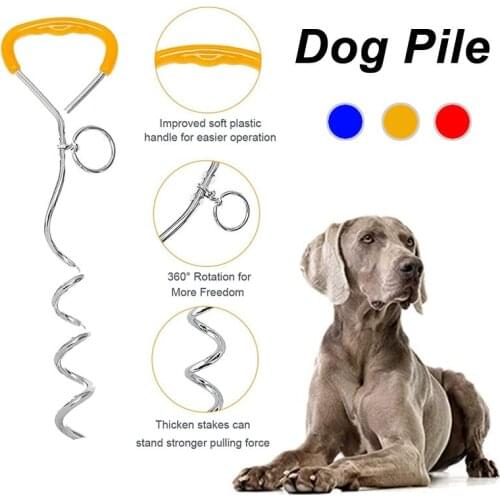 Outdoor Dog Fixed Pile for Large Medium Dogs Steel Wire Dog Chain Portable Durable Ground Stake for Camping Garden Dropshipping