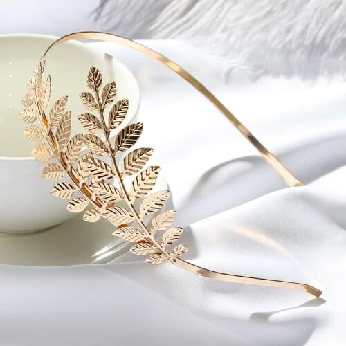 Women Vintage Gold Leaves Bridal Hair Bands Korean Wreath Pearl Wedding Tiara Girls Headband Hair Crown Hair Accessories