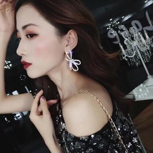 New Arrival Fashion Metal Classic Bowknot Women Dangle Earrings Korean Big Butterfly Bow Earrings For Female Jewelry