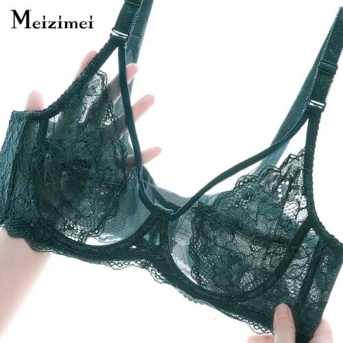 Meizimei Plus Size Bra Ulta Thin Sexy Bralette Crop Top Underwear Push Up Strapless BH Lace Female Bra Lingerie Brassiere C D E