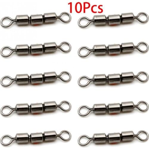 10pcs Fishing Swivels Spinning Bearing Flexible Rolling High Tensile Safe Quick Connect Triple Lightweight Stainless Steel
