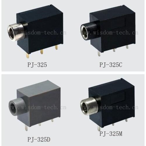 100pcs/lot audio connector 3.5mm jack female stereo connector for computer vedio audio PJ-325 series