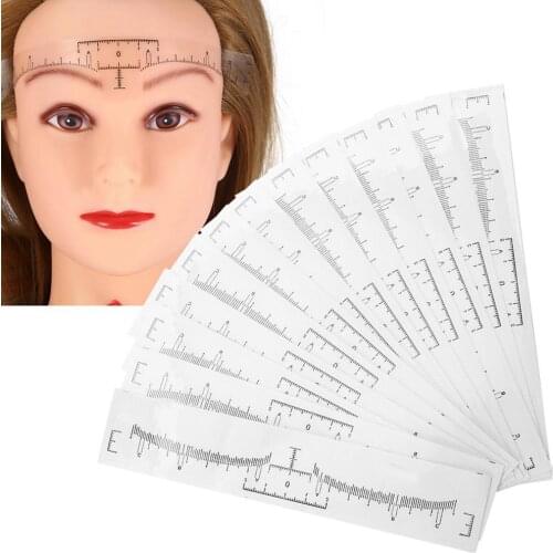 100pcs Disposable Eyebrow Ruler Sticker Eyebrow Shaping Tools Makeup Measurement Stencil Makeup Drawing Template