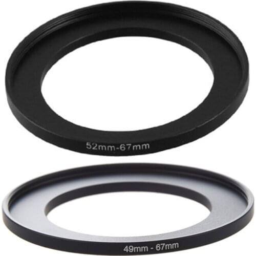 2Pcs Camera Lens Filter Step Up Ring Adapter Black - 49Mm-67Mm & 52Mm-67Mm