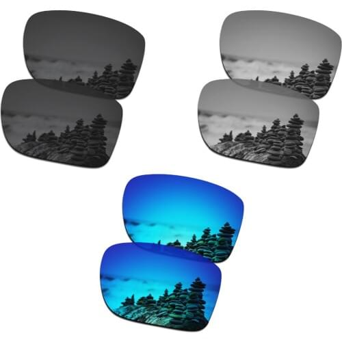 SmartVLT 3 Pairs Polarized Sunglasses Replacement Lenses for Oakley Holbrook Metal Black and Silver Titanium and Ice Blue