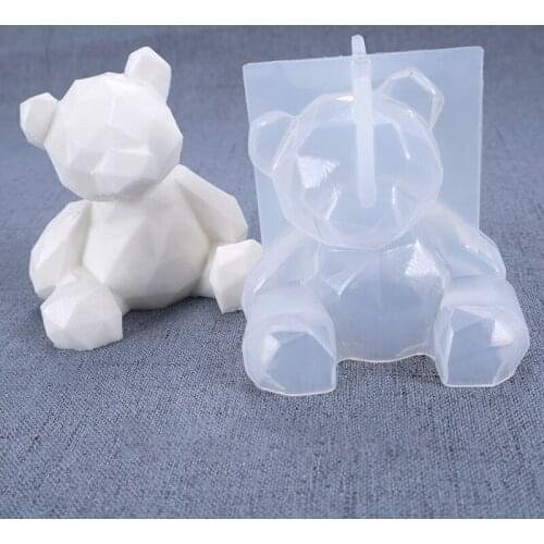 3D Bear Silicone Mold Diy Geometry Stereo Bear Mold Mirror Silicone Mold Decoration Ornament Mold