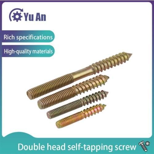 Double End Self Tapping Screws Sharp-tailed Double Headed Tapping Lengthen Screw Furniture Connectors Grub Screw M6M8 5pcs