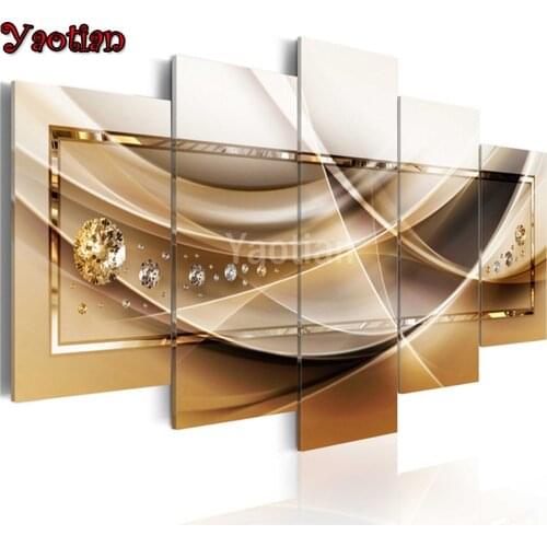 Abstract art diamond embroidery 5 Panel 3d painting diamond painting diamond mosaic cross stitch Modern Fashion Decoration