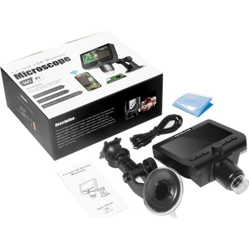 4.3inch LCD Wireless Digital Electronic Microscope 1000X WIFI Video Microscopes 1080P HD Rechargeable Endoscope Magnifier Camera