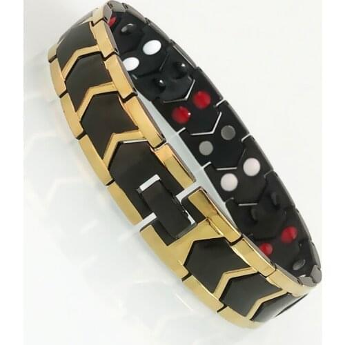 Stainless Steel Arrow Shaped Bracelet Male Black Gold Chain Link Wristband Germanium Bio Health Care Bracelets Men Homme Armband