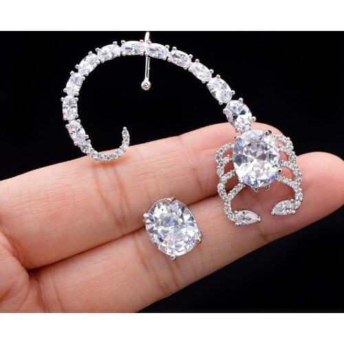 CINDY XIANG Cubic Zirconia Scorpion Stud Earrings For Women Beautiful Ear Bone Clip-Earrings Copper Material High Quality