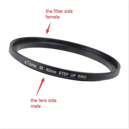 ETone 58mm Lens to 62mm Accessory 58-62mm Step Up Metal Lens Adapter Filter Ring