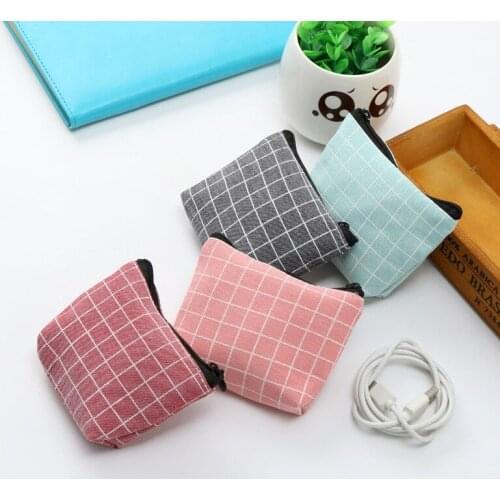 Canvas Plaid Coin Purses Women Small Wallet Change Purse Femme Girl Dot Mini Zipper Pocket Bag Key Card Coin Holder Pouch