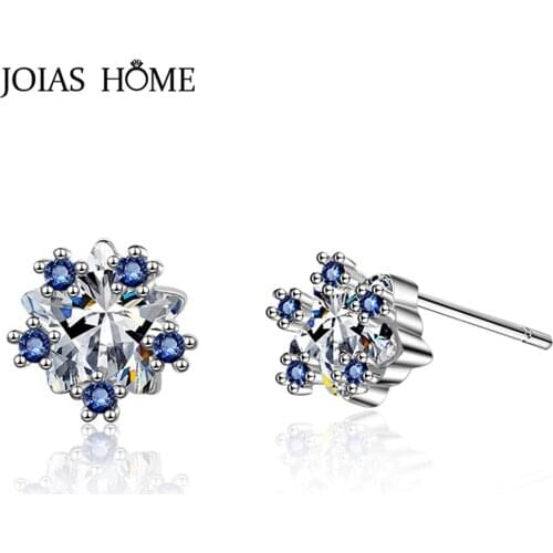 Joiashome Classic Silver 925 Jewelry Earrings For Charm Women With Sapphire Gemstones AAA Zircon Fine Jewelry Gifts Wholesale