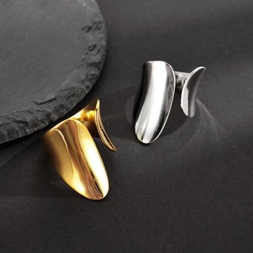 Korean version of light luxury niche design simple exaggerated s925 sterling silver ring female opening big glossy index finger