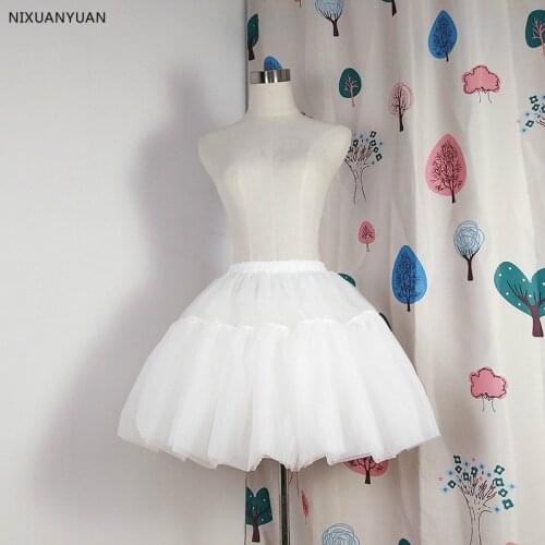Lolita Short Petticoat Ball Gown Cosplay Underskirt No Hoops Ruffle Rockabilly Crinoline Wedding Accessories