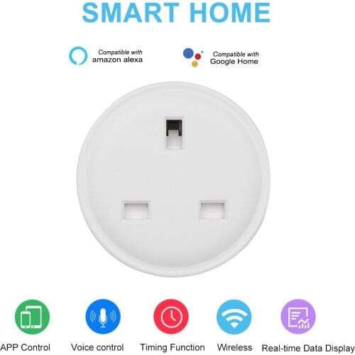 Mini Smart WiFi Socket UK Remote Control by Tuya APP Voice Control Compatible with Amazon Alexa and for Google Home