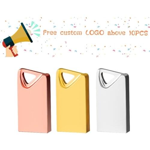 Mini usb flash drive 64gb metal pen drive 4gb 8gb 16gb 32gb waterproof memoria usb stick With key ring customizable pendrive cle