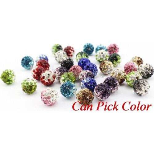 Fashion hotsale nsog 10mm mixed Gradient change Colorful crystal Beads Pave Clay Disco Ball Bracelet Necklace DIY
