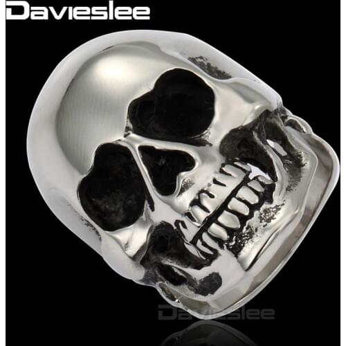Size 7-13 Skull Men Boys Ring 316L Stainless Steel Retro Black Silver Color LHR13