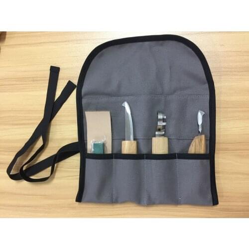 New 6Pcs/Set DIY Carving Knife Woodcut Tools Kit with bag Wood Carving Cutter Woodwork Sculptural Wood Handle Spoon