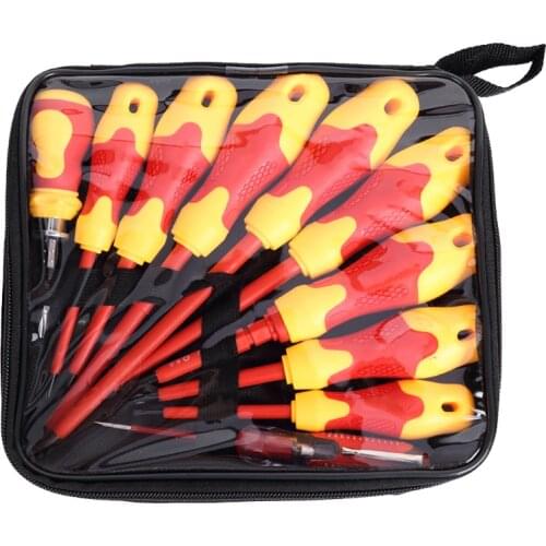 10 Pcs Insulated Screwdriver Set Multitool Removable Magnetic Bits Slotted Phillips Electrician Pen Household Repair Hand Tools