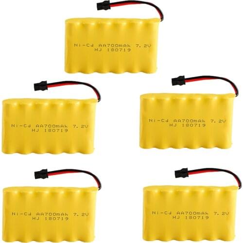 7.2V 700mah Ni-CD Battery with SM Plug For Rc toys Car Boat Gun Tank Train spare parts AA 7.2 V RC Battery Pack 1-10PCS
