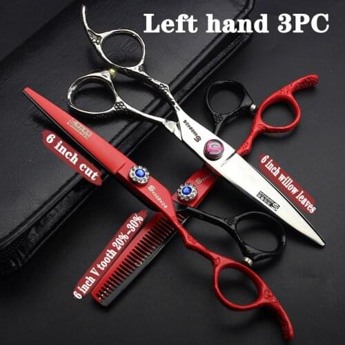 New 6 inch Left-handed hairdressing scissors left-handed special hairdresser and beauty salon special scissors thin scissors set