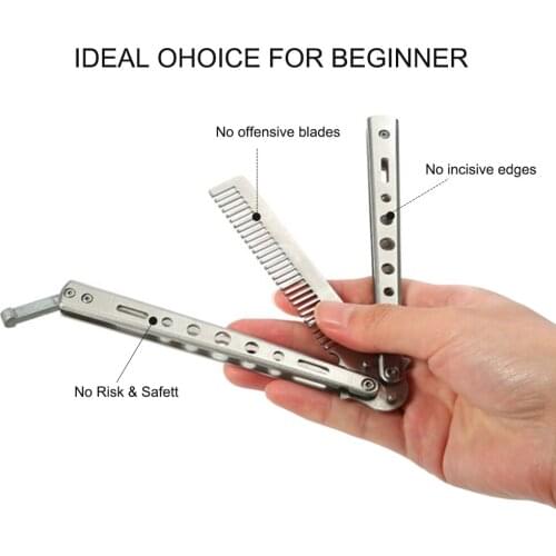 Butterfly Folding Comb Practice Portable Training Hair Moustache Beard Metal Brush Salon Hairdressing Styling Comb hair Tool
