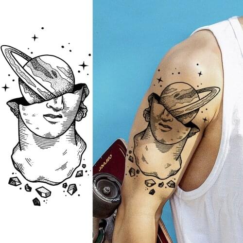 DIY Galaxy Face Temporary Tattoos Stiker Fake Creative Black Planets Tatoo Womens Fashion Body Art Painting Arm Tatoo For Adult